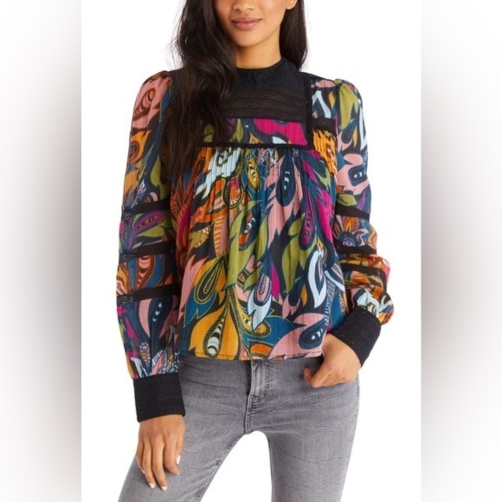 Allison New York Veronica Blouse Bold Paisley Size Small